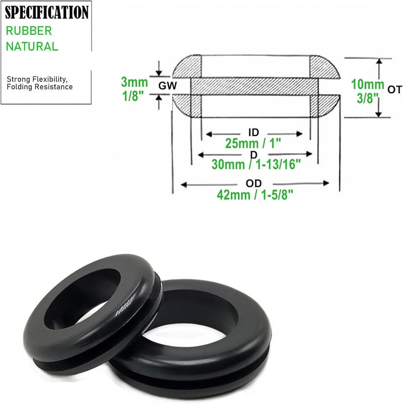 EASYEAH Store Rubber Grommet for Wiring 1-3/16 in Panel Hole, 1 in ID-Eyelet Ring Gasket Firewall Grommet Automotive, Hole Grommets for Metal Electric Box, Wires Cables Hoses Protection, 15 Pcs, 25x30 mm - Image 2